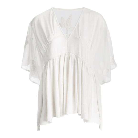 Free People Ivory Embroidered New World Kaftan Top Boho Flowy Festival Vibes S - Picture 5 of 14